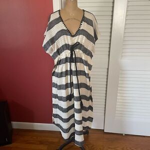 JALINE | black & ecru tie waist long cover up OS NWT $295